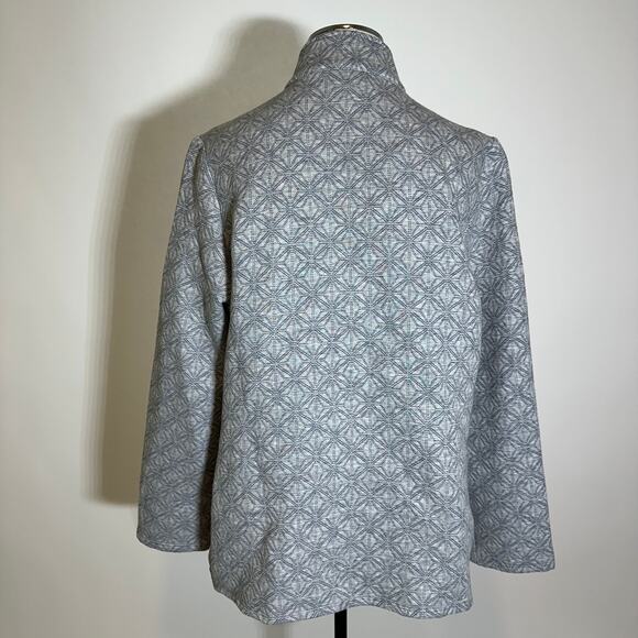 Weekends By Chicos Gray Geometric Jacket Full Zip Soft Womens Size 2 (Large L) - Picture 6 of 11